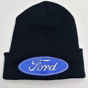 FORD Beanie Embroidered Stocking Hat Black Unisex Car Truck Racing Gift Big Logo